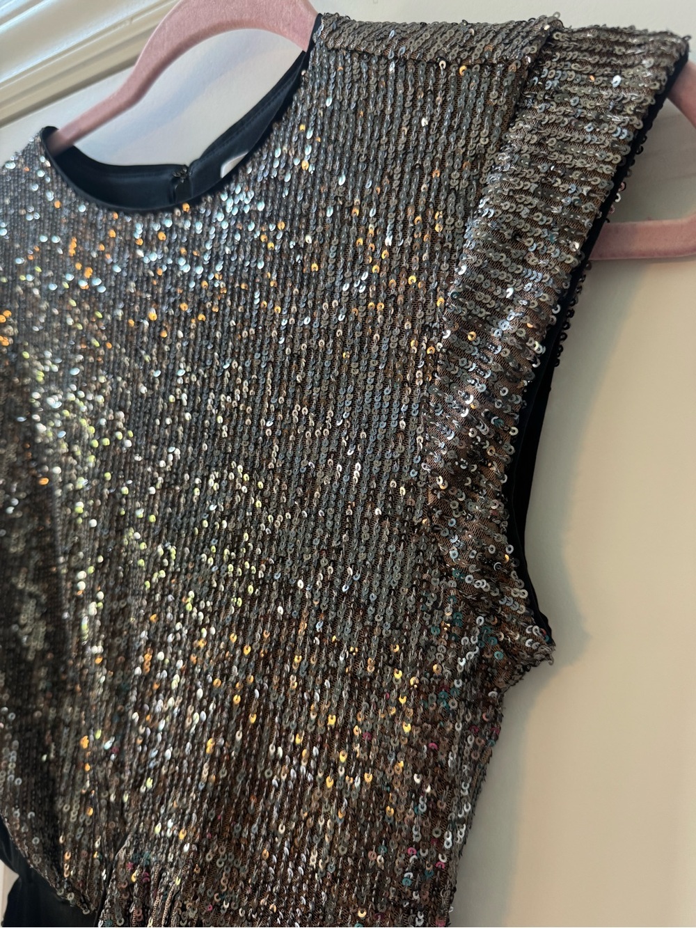 The Drop Silver Pewter Sequin Side Cutout Midi Dress Padma XS Party Cocktail NWT - Picture 6 of 7